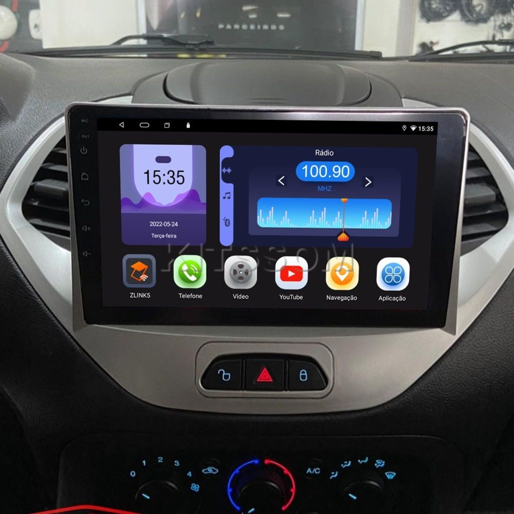 Multimídia Ford Ka 2014 2015 2016 2017 V2 Octa 4G com Botão 9"